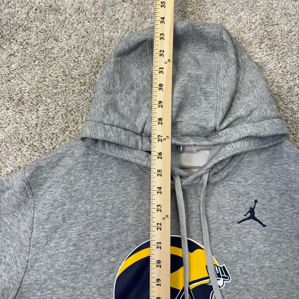 Nike Jordan Michigan Wolverines Hoodie Men Large Gray Helmet Graphic Pullover - Picture 5 of 6